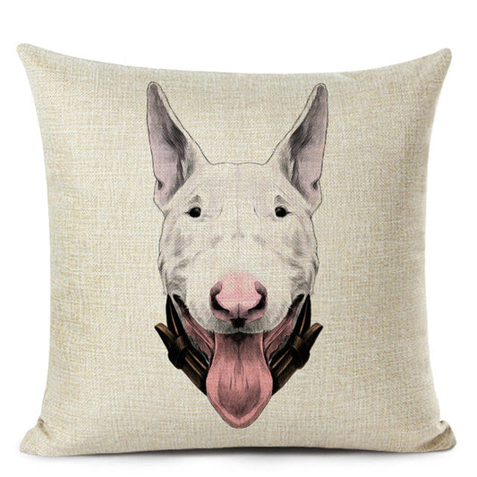 KTX-695507 Chinese Dog Pattern Printed Linen Pillowcase - Simple and Modern Design, 100% PP Cotton Filling