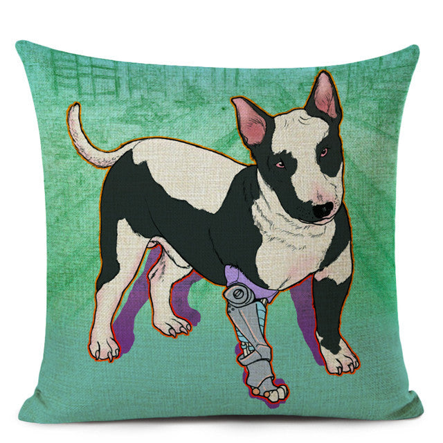 KTX-695507 Chinese Dog Pattern Printed Linen Pillowcase - Simple and Modern Design, 100% PP Cotton Filling