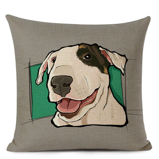 KTX-695507 Chinese Dog Pattern Printed Linen Pillowcase - Simple and Modern Design, 100% PP Cotton Filling