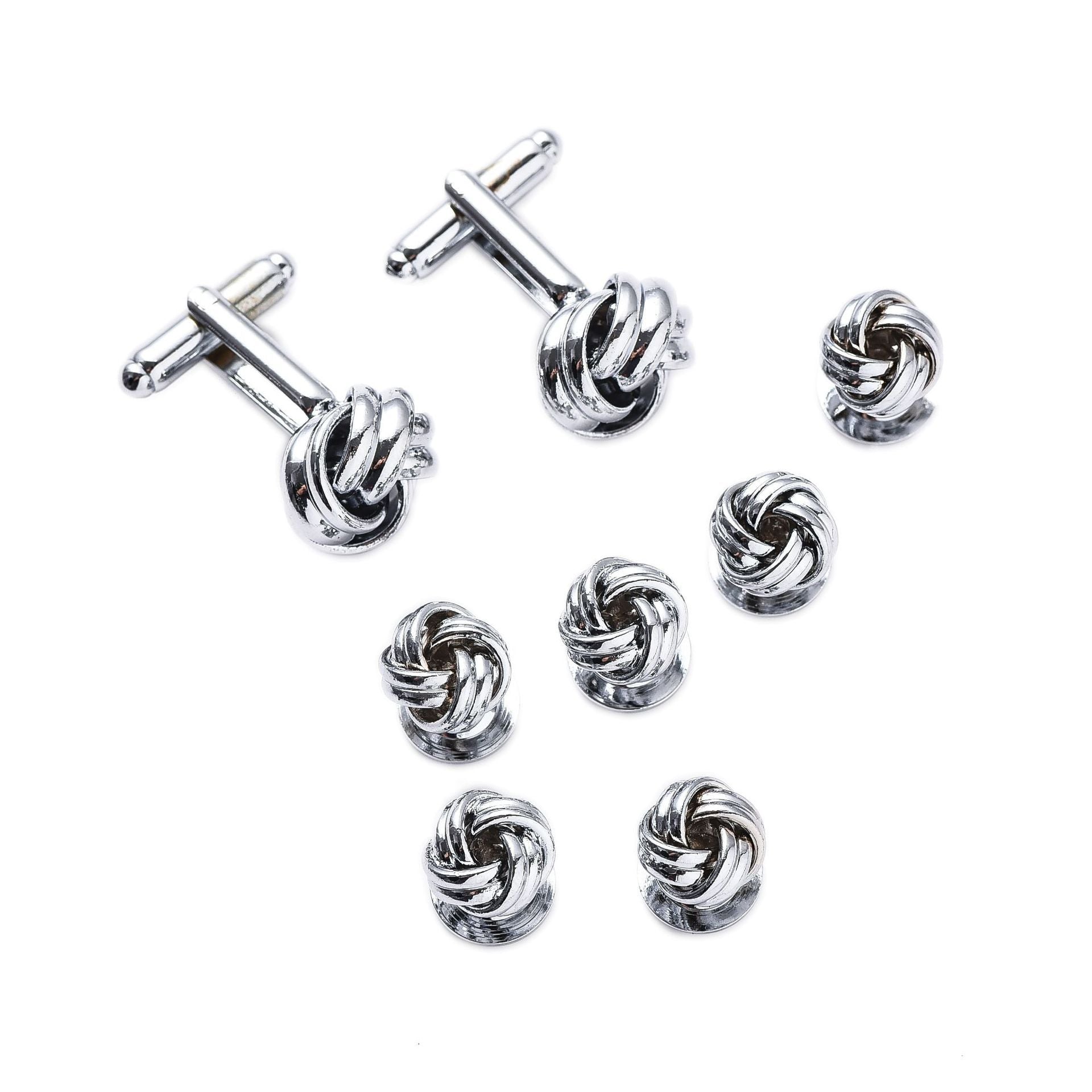 KTX-695507 Men's 8-Piece Cufflinks Set with Round Drip Shell Designs in White, Blue, Black, and Gold-Plated Finishes