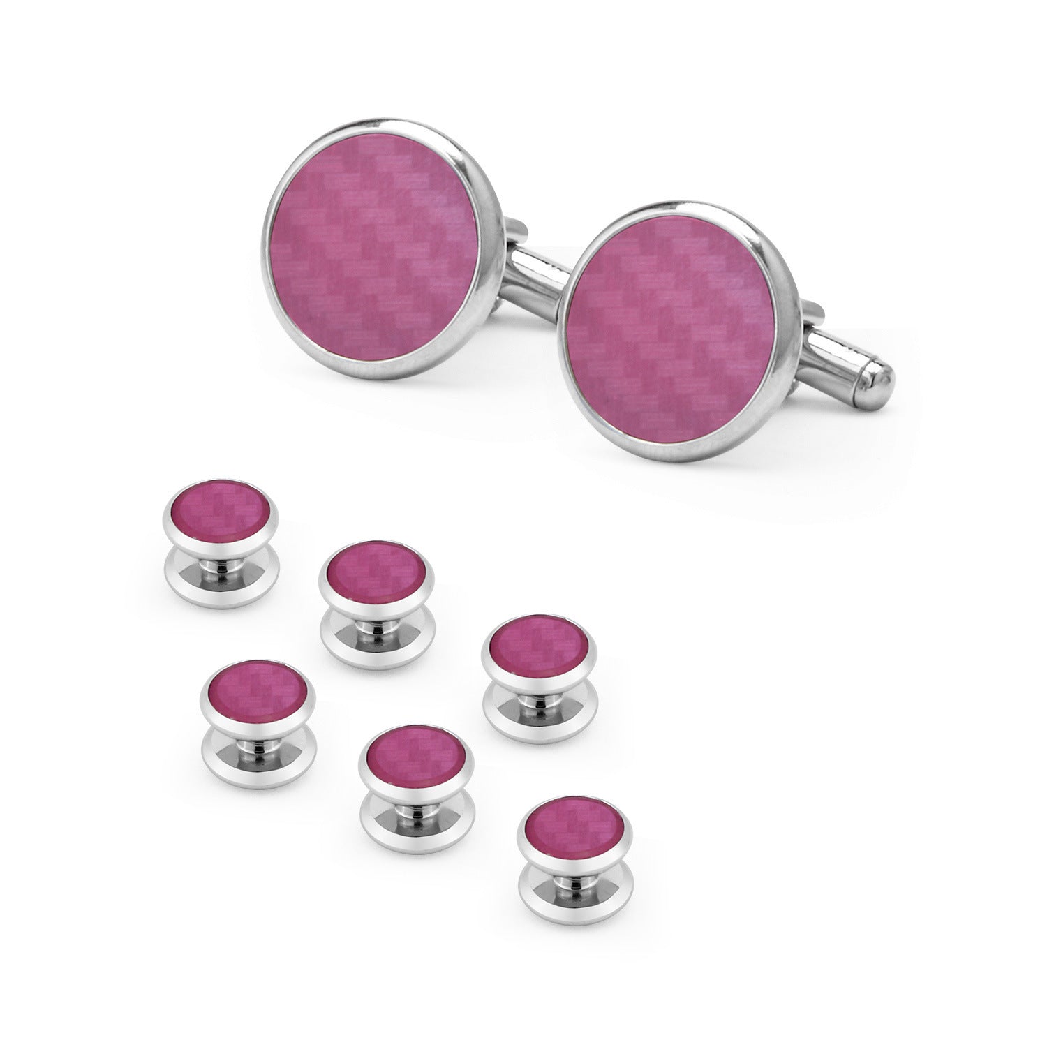 KTX-695507 Men's 8-Piece Cufflinks Set with Round Drip Shell Designs in White, Blue, Black, and Gold-Plated Finishes