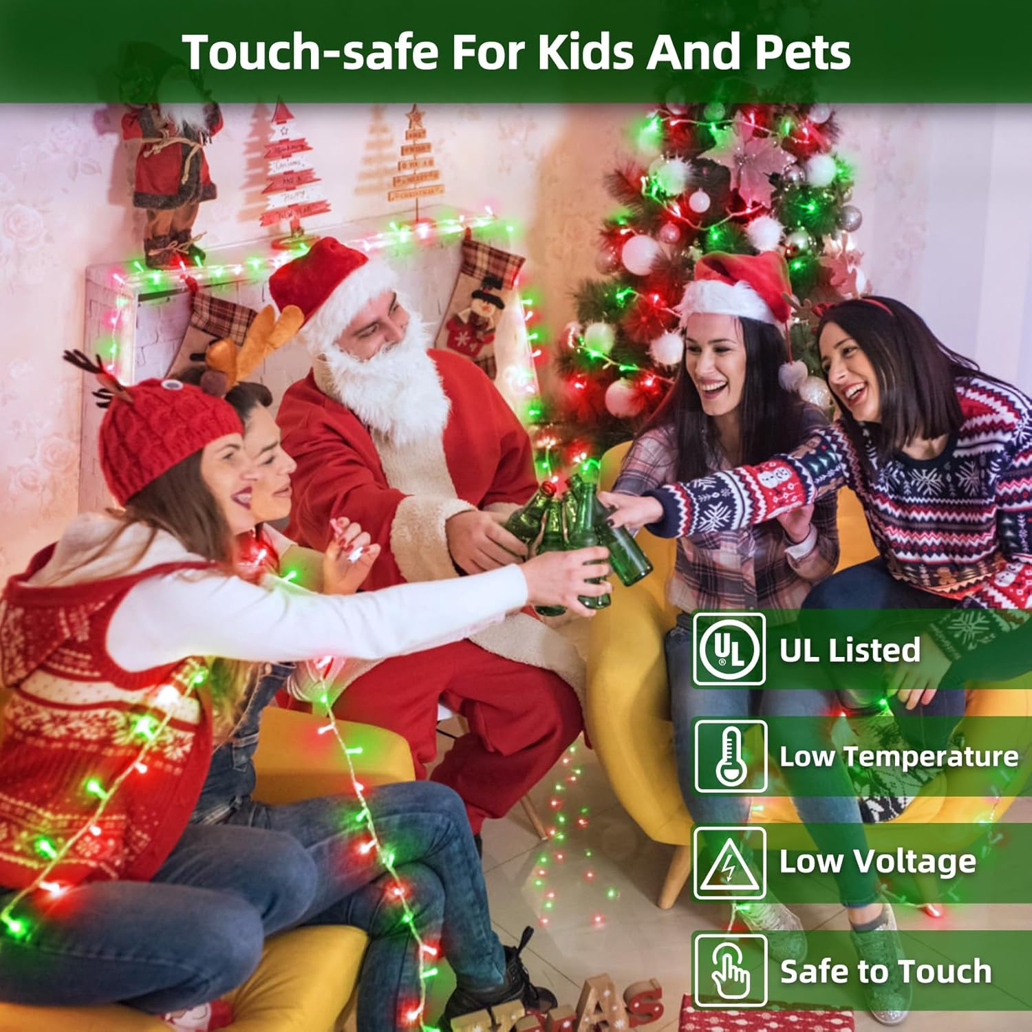 KTX-696019 1500 LED 470FT Outdoor Christmas String Lights with 12 Modes and Timer, Waterproof Red & Green Lights for Holiday Decoration