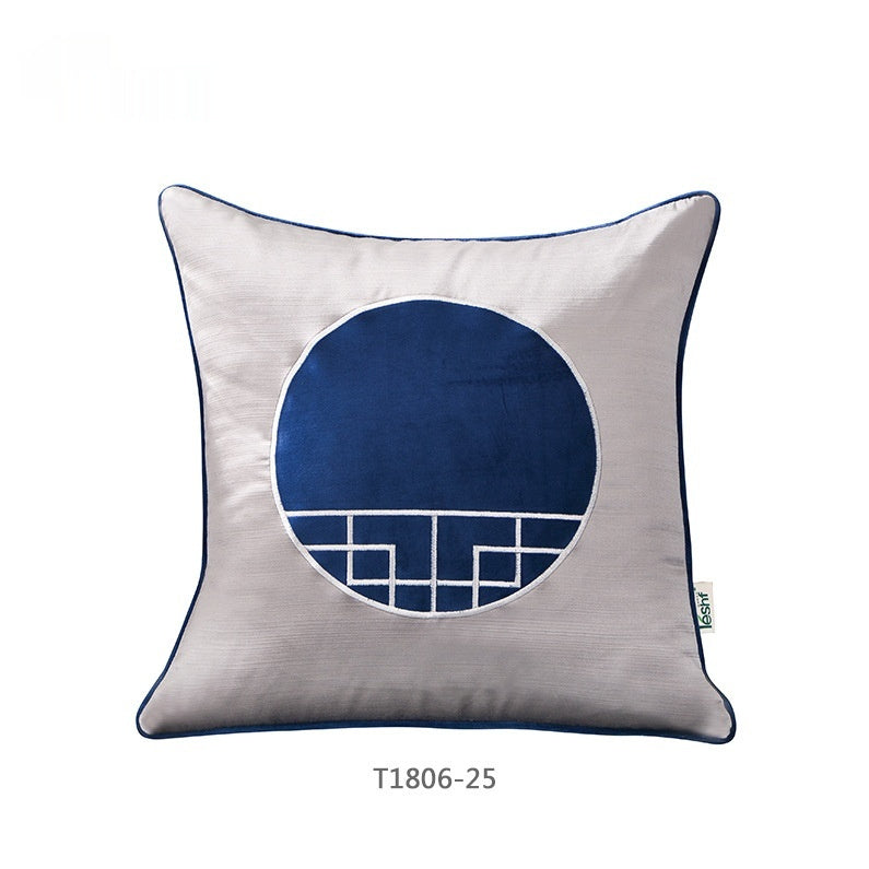 KTX-696787 Chinese Blue Ink Painting Pillow Cover - Multiple Patterns Available, 30x50CM & 45x45CM
