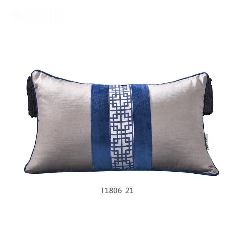 KTX-696787 Chinese Blue Ink Painting Pillow Cover - Multiple Patterns Available, 30x50CM & 45x45CM