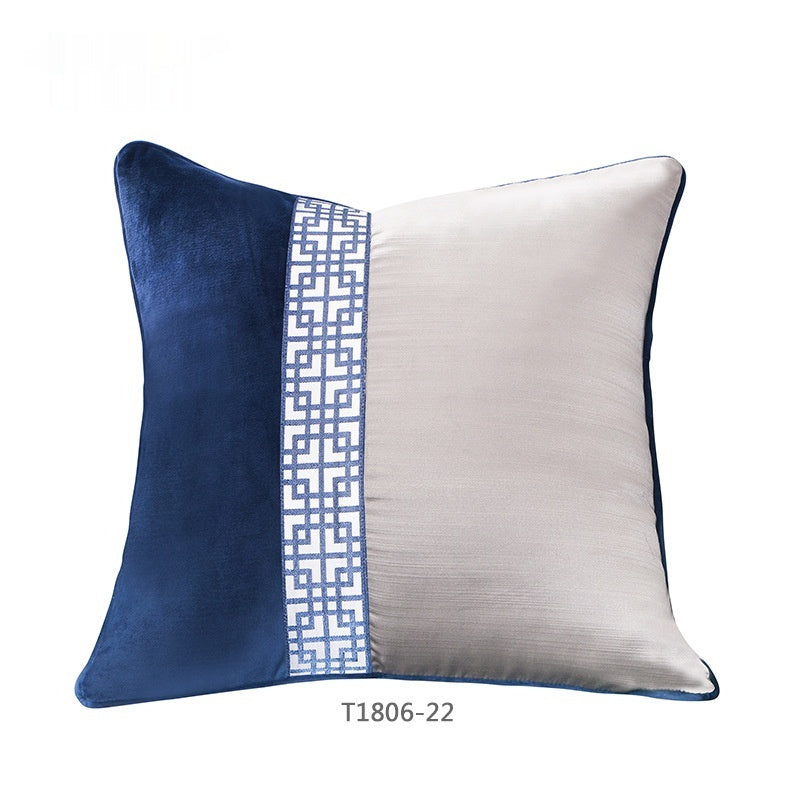 KTX-696787 Chinese Blue Ink Painting Pillow Cover - Multiple Patterns Available, 30x50CM & 45x45CM
