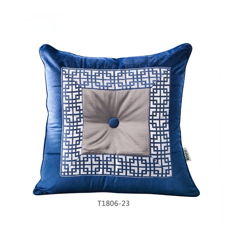 KTX-696787 Chinese Blue Ink Painting Pillow Cover - Multiple Patterns Available, 30x50CM & 45x45CM