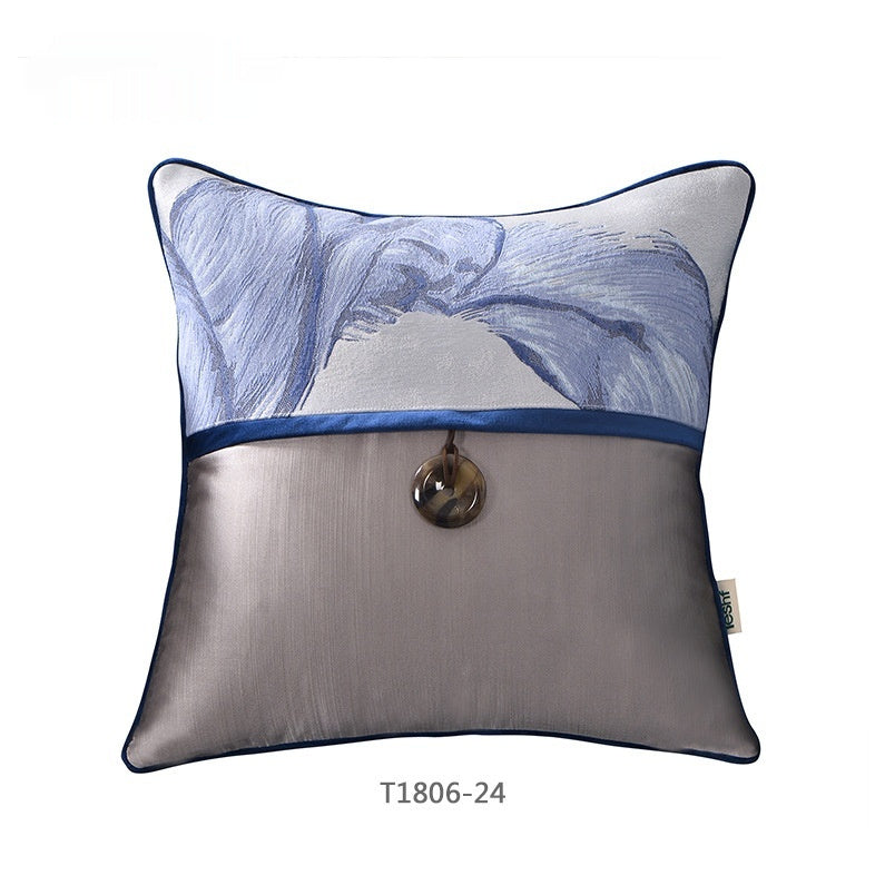 KTX-696787 Chinese Blue Ink Painting Pillow Cover - Multiple Patterns Available, 30x50CM & 45x45CM