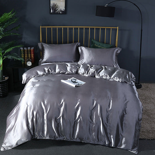 KTX-697299 Simple Pure Color Ice Silk Bedding Set – Multiple Sizes & Elegant Designs