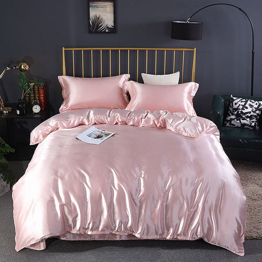 KTX-697299 Simple Pure Color Ice Silk Bedding Set – Multiple Sizes & Elegant Designs