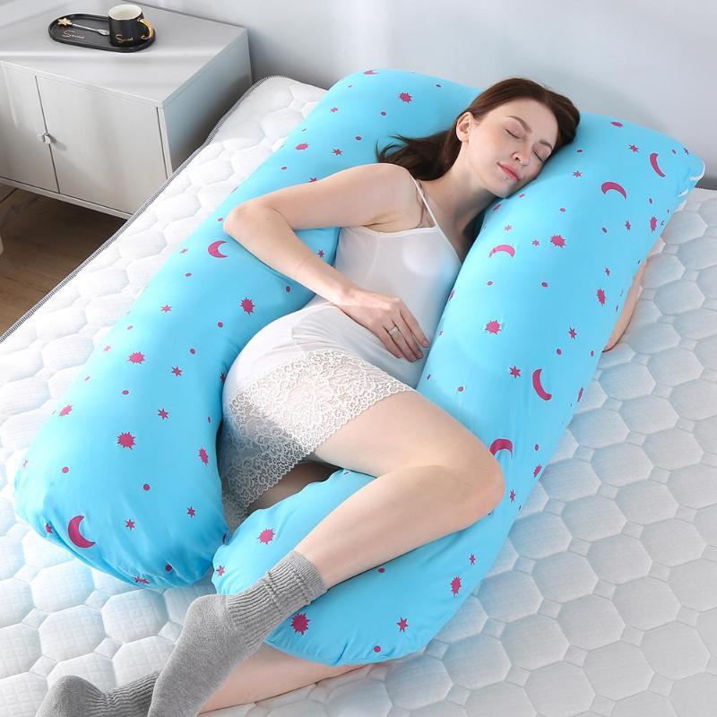 KTX-697811 Comfortable Sleeping Support Body Pillow for Pregnant Women - Natural Cotton, Removable Fill, Various Designs