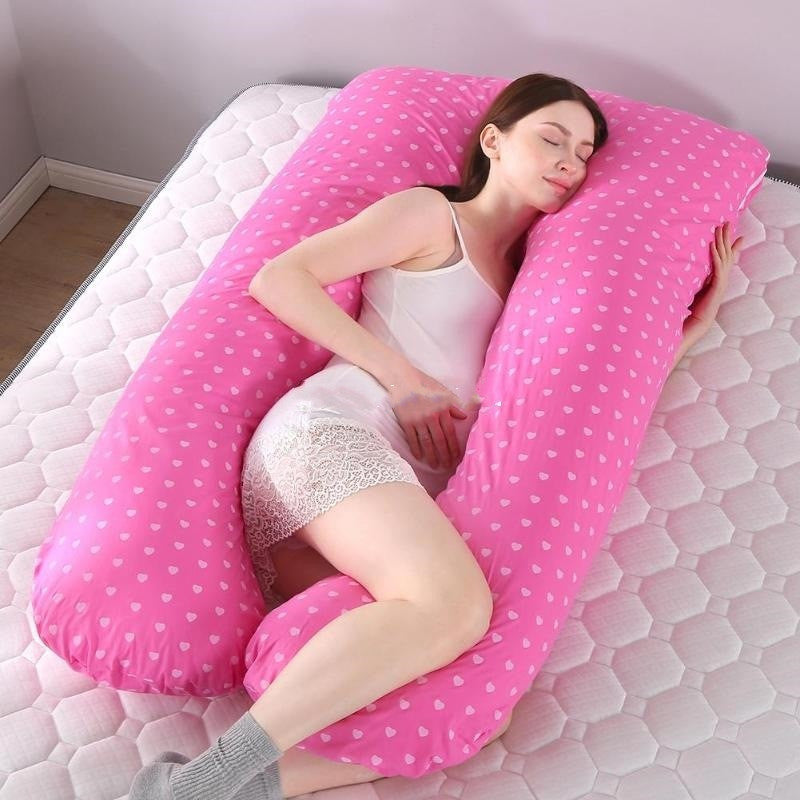KTX-697811 Comfortable Sleeping Support Body Pillow for Pregnant Women - Natural Cotton, Removable Fill, Various Designs