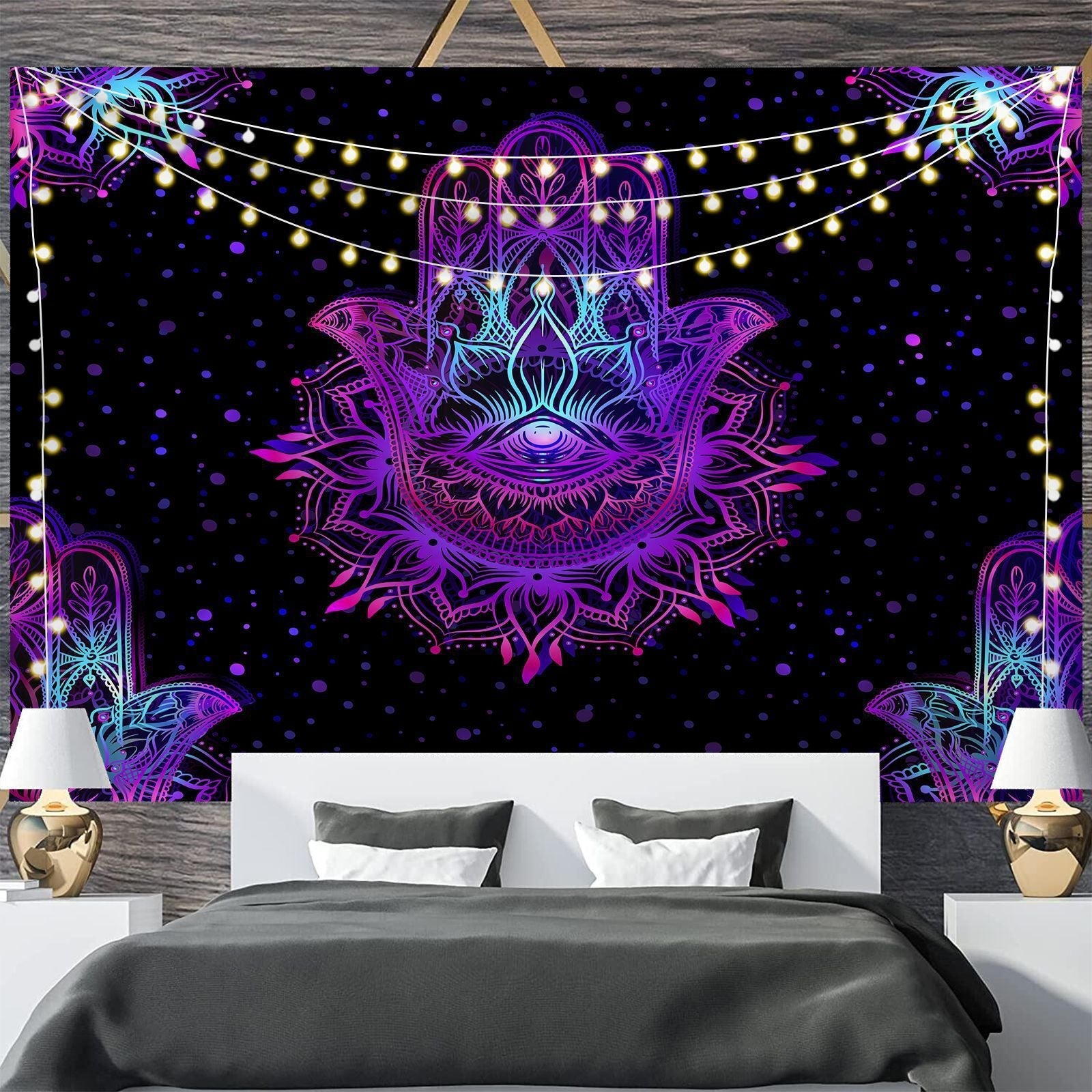 KTX-697811 Geometric Abstract Fluorescent Effect Tapestry - Rectangular Polyester Fiber Wall Hanging, Multiple Colors Available