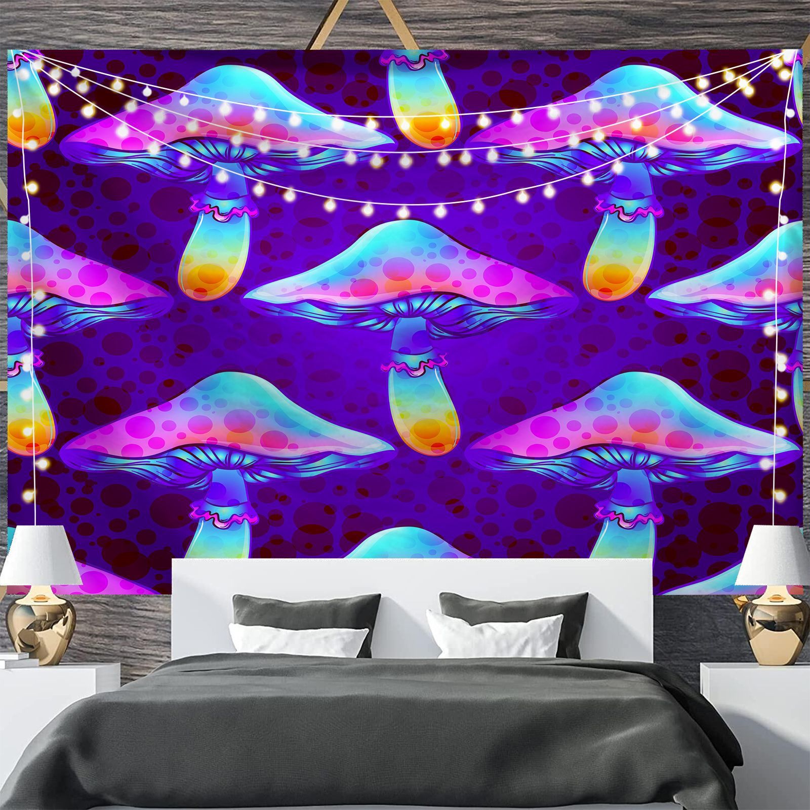KTX-697811 Geometric Abstract Fluorescent Effect Tapestry - Rectangular Polyester Fiber Wall Hanging, Multiple Colors Available