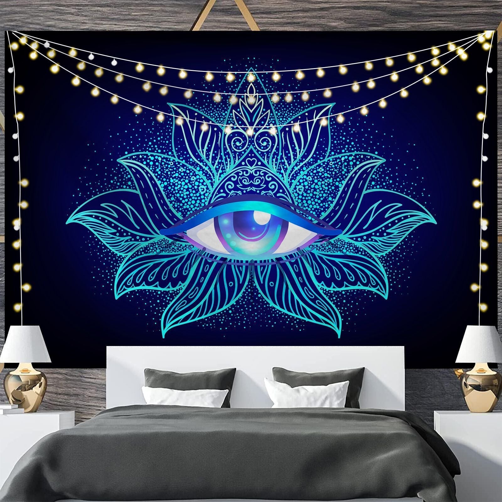 KTX-697811 Geometric Abstract Fluorescent Effect Tapestry - Rectangular Polyester Fiber Wall Hanging, Multiple Colors Available
