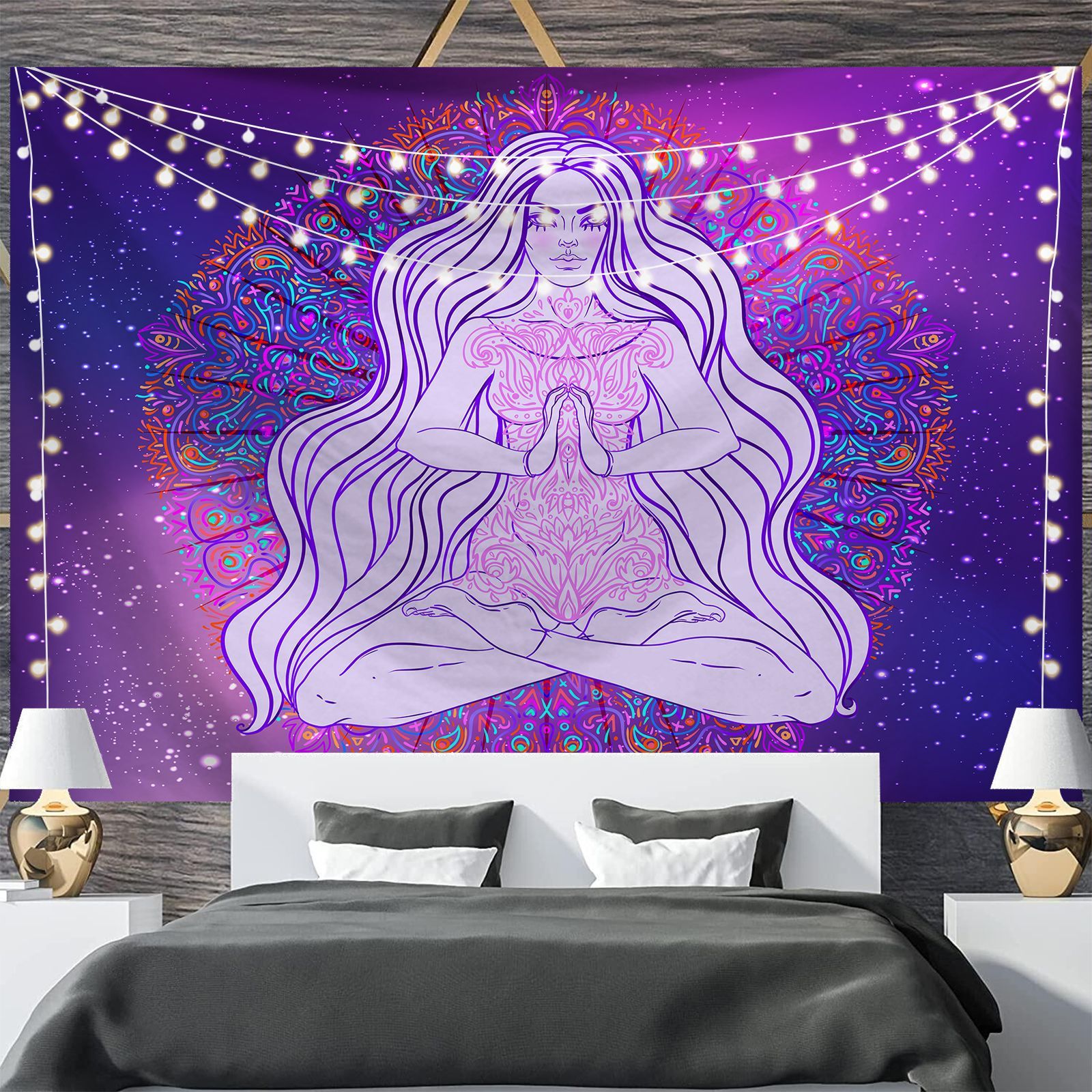 KTX-697811 Geometric Abstract Fluorescent Effect Tapestry - Rectangular Polyester Fiber Wall Hanging, Multiple Colors Available