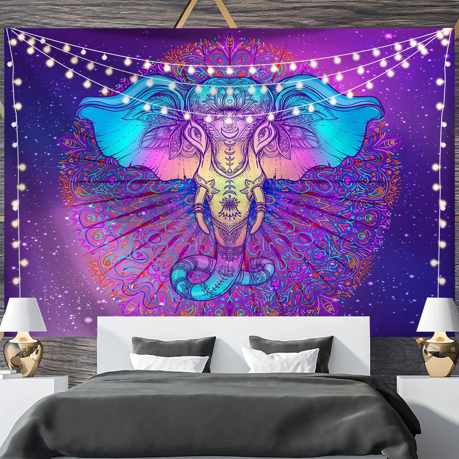 KTX-697811 Geometric Abstract Fluorescent Effect Tapestry - Rectangular Polyester Fiber Wall Hanging, Multiple Colors Available