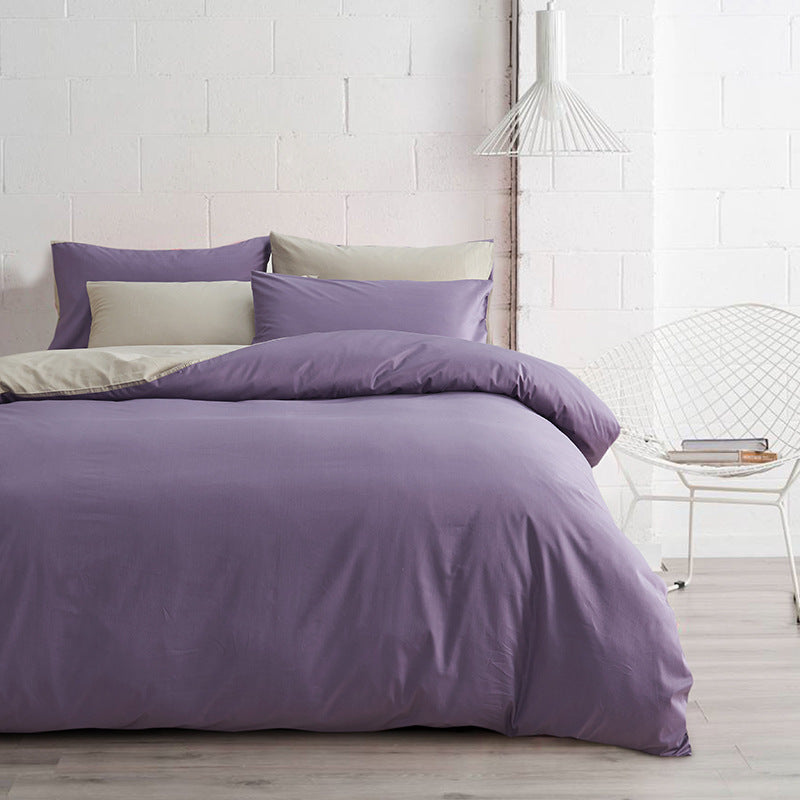 KTX-698131 Cotton Two-Piece Plain Sheet Cover Set for 1.8m Bed - Modern Twill Design