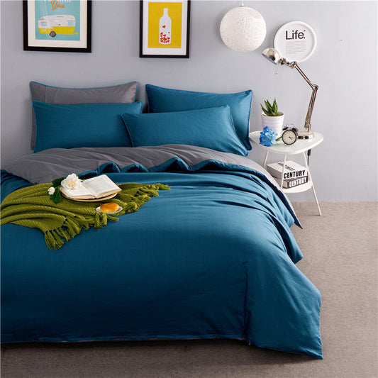 KTX-698131 Cotton Two-Piece Plain Sheet Cover Set for 1.8m Bed - Modern Twill Design