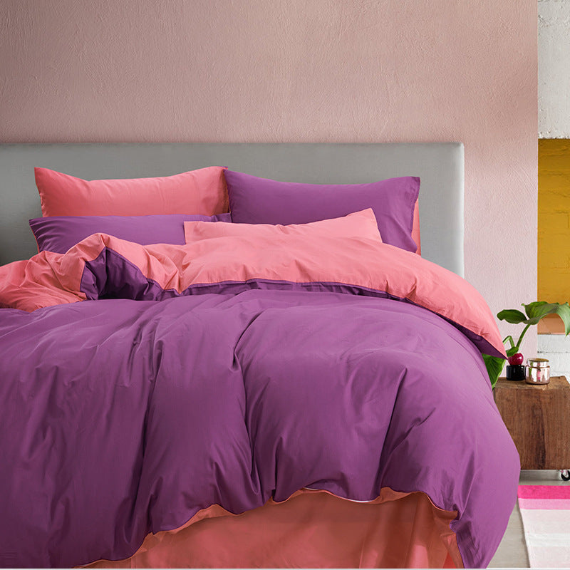 KTX-698131 Cotton Two-Piece Plain Sheet Cover Set for 1.8m Bed - Modern Twill Design