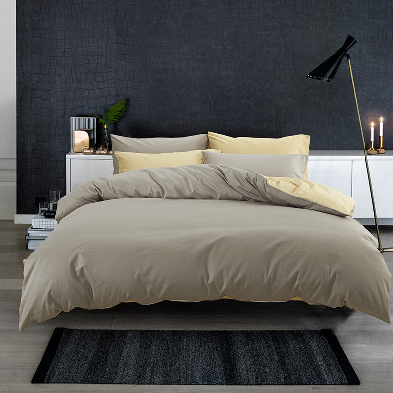 KTX-698131 Cotton Two-Piece Plain Sheet Cover Set for 1.8m Bed - Modern Twill Design