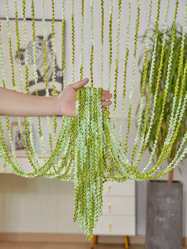 KTX-698835 Elegant Striped Curtain - Light Luxury Polyester Door Curtain with Tassels in Multiple Colors