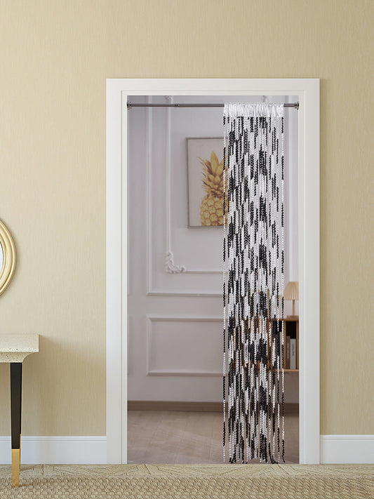 KTX-698835 Elegant Striped Curtain - Light Luxury Polyester Door Curtain with Tassels in Multiple Colors