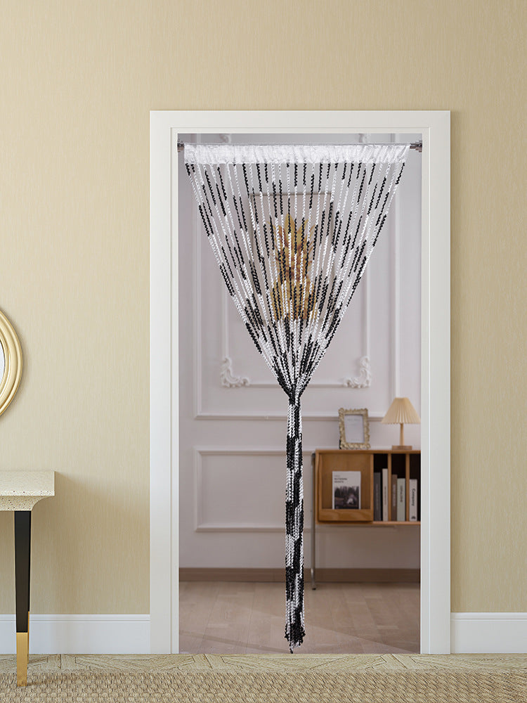 KTX-698835 Elegant Striped Curtain - Light Luxury Polyester Door Curtain with Tassels in Multiple Colors