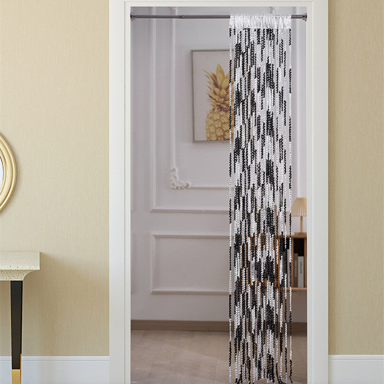 KTX-698835 Elegant Striped Curtain - Light Luxury Polyester Door Curtain with Tassels in Multiple Colors