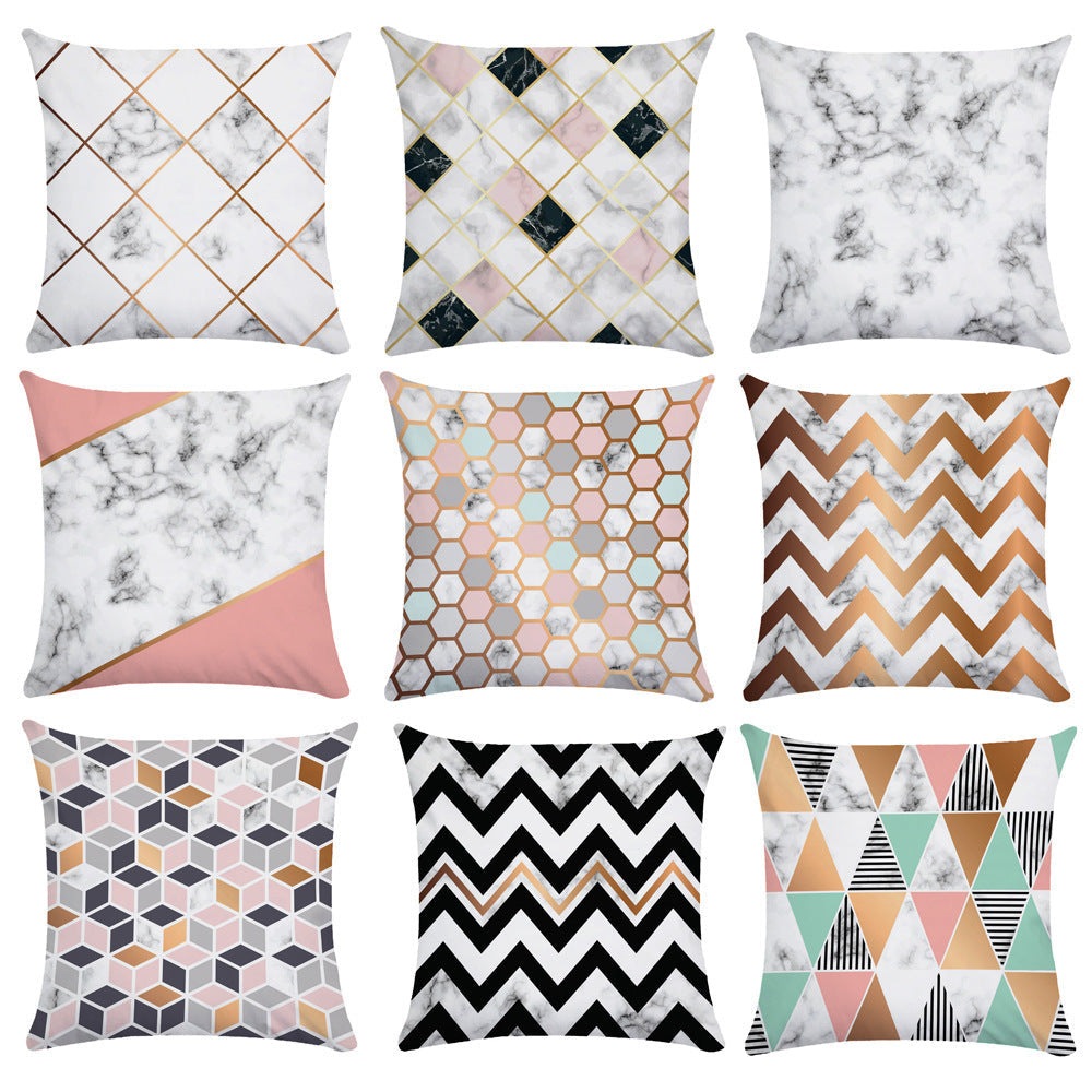 KTX-698963 Geometric Abstract Short Plush Pillowcase with Invisible Zipper, 45x45cm