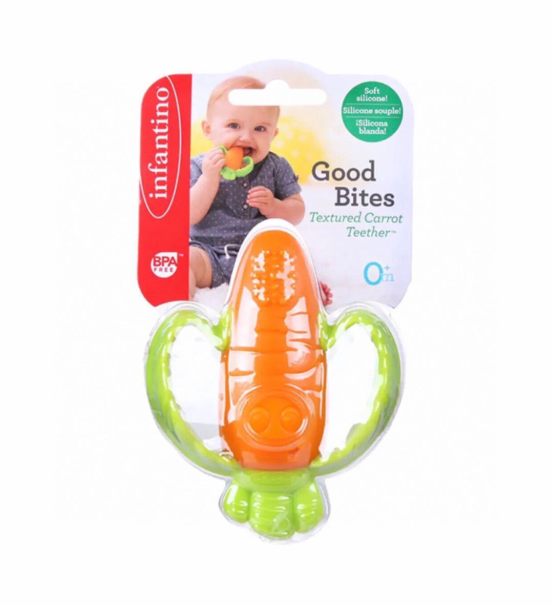 KTX-698963 Infantino Baby Tino Carrot Teether Toy for Infants, 0-2 Years, Plastic, 100 x 80 mm
