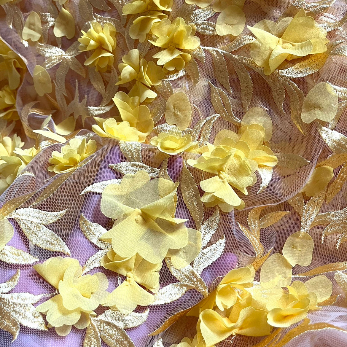 KTX-698963 White Chiffon and Lace Fabric for Dresses and Home Décor