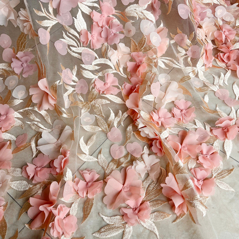 KTX-698963 White Chiffon and Lace Fabric for Dresses and Home Décor