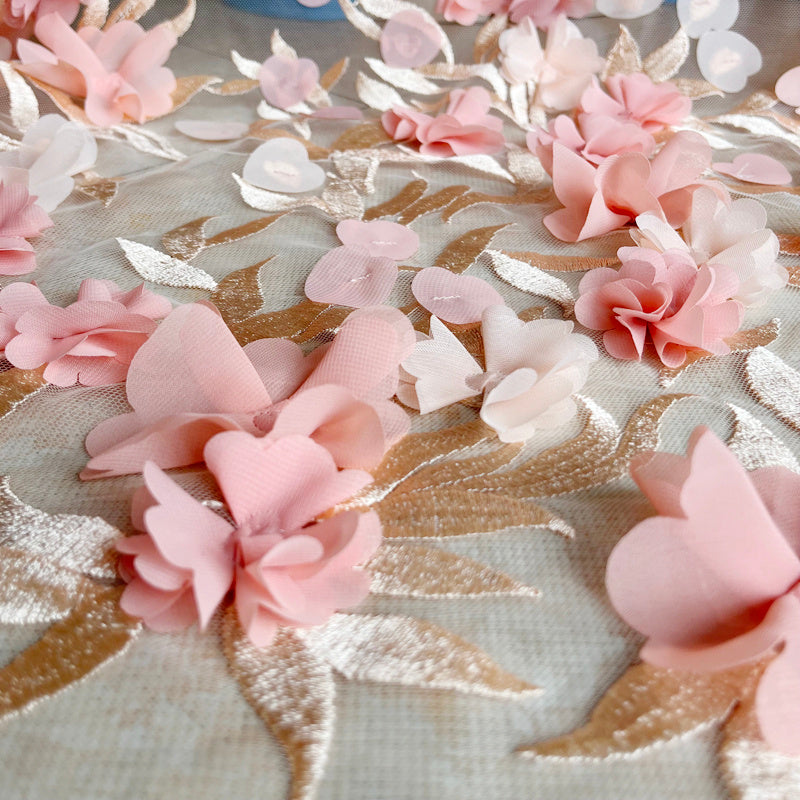 KTX-698963 White Chiffon and Lace Fabric for Dresses and Home Décor