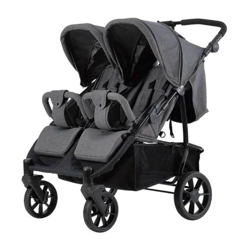 KTX-699475 2-in-1 Luxury Twin Stroller with High Landscape Design, Aluminium Frame and Dual Baskets for Infants