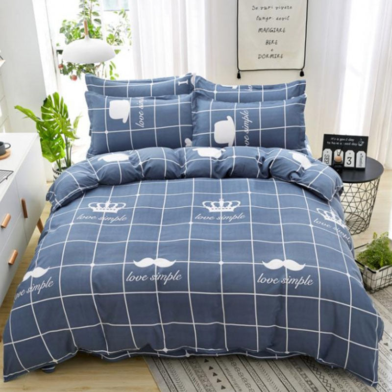 KTX-700243 Brushed Diamond Velvet 4-Piece Bedding Set with Geometric Design