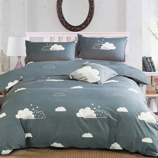 KTX-700243 Brushed Diamond Velvet 4-Piece Bedding Set with Geometric Design