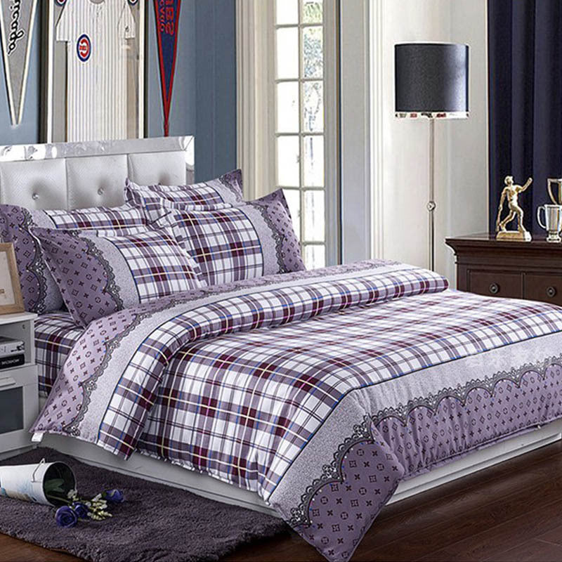 KTX-700243 Brushed Diamond Velvet 4-Piece Bedding Set with Geometric Design