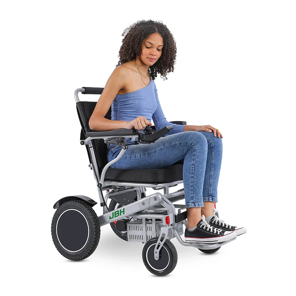 KTX-700307 Folding Electric Wheelchair D10 with Dual 6AH Lithium Batteries, Aluminum Alloy Frame, 20km Range, 120kg Capacity