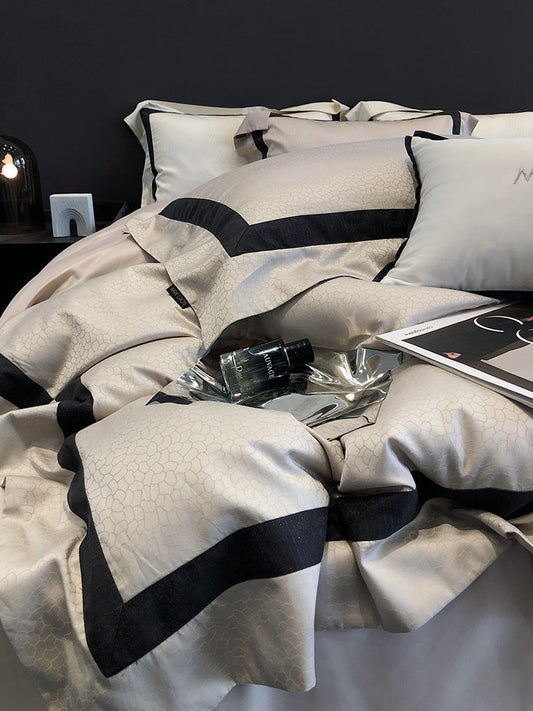 KTX-700755 Minimalist Tencel Cotton Vintage Printed Bedding Four-Piece Set for Standard and Plus-Sized Beds