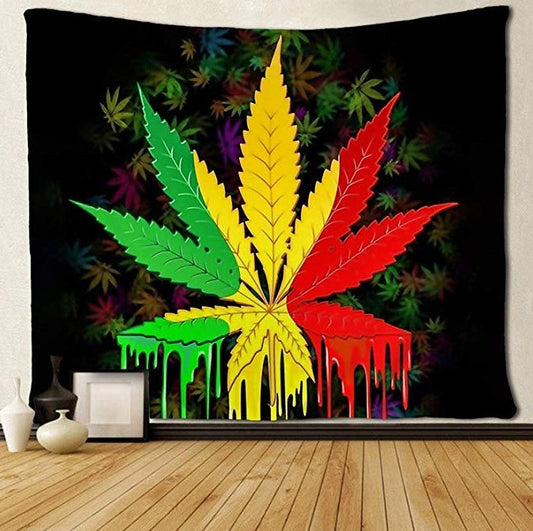 KTX-701139 Elegant Hemp Leaf Tapestry for Wall Décor - Polyester European Style