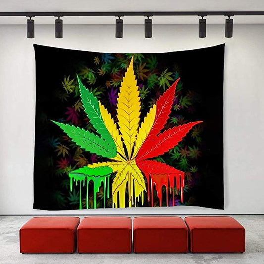 KTX-701139 Elegant Hemp Leaf Tapestry for Wall Décor - Polyester European Style