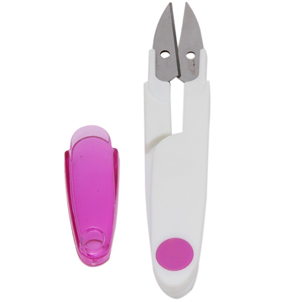 KTX-701267 U-Shaped Stainless Steel Scissors with Safety Cover - Colorful Options Available