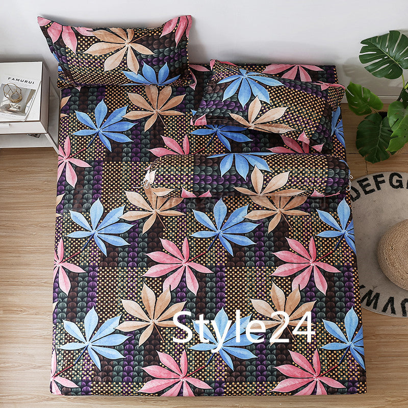 KTX-702419 Cartoon Single Bed Linen Set with Mattress Pad and Pillowcase - Multiple Sizes Available