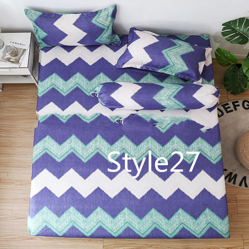 KTX-702419 Cartoon Single Bed Linen Set with Mattress Pad and Pillowcase - Multiple Sizes Available