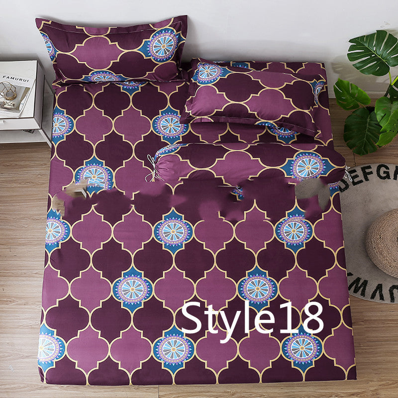 KTX-702419 Cartoon Single Bed Linen Set with Mattress Pad and Pillowcase - Multiple Sizes Available