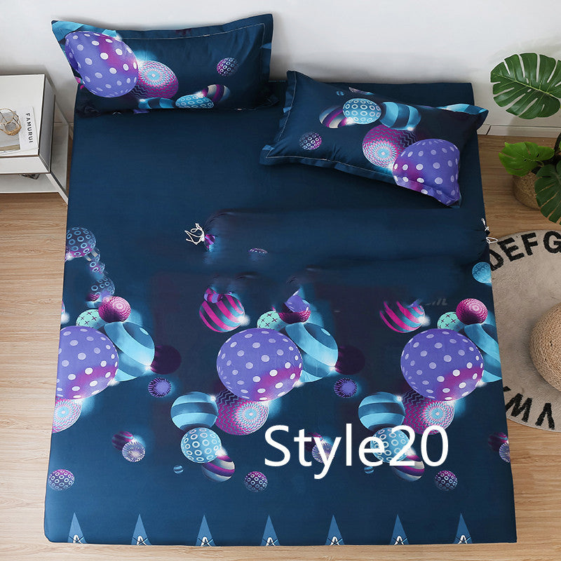 KTX-702419 Cartoon Single Bed Linen Set with Mattress Pad and Pillowcase - Multiple Sizes Available