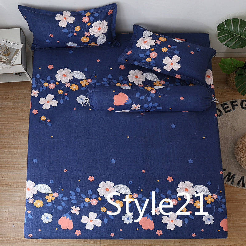 KTX-702419 Cartoon Single Bed Linen Set with Mattress Pad and Pillowcase - Multiple Sizes Available