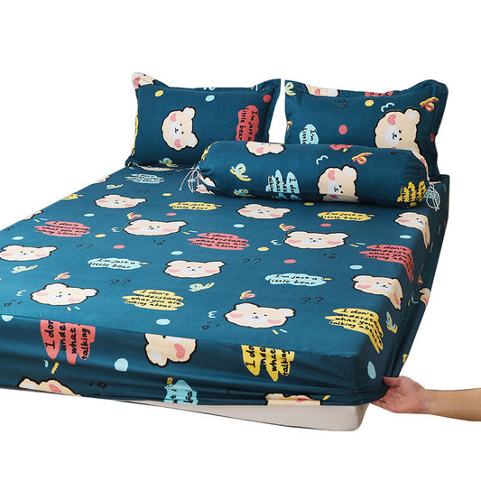 KTX-702419 Cartoon Single Bed Linen Set with Mattress Pad and Pillowcase - Multiple Sizes Available