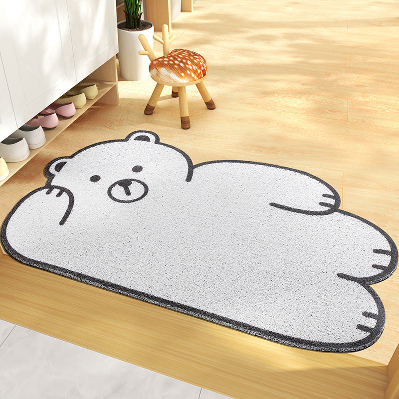 KTX-702483 Cartoon Bear and Friends Stain-resistant PVC Coil Doormat for Dust Removal