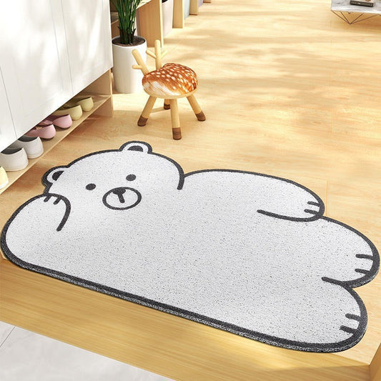 KTX-702483 Cartoon Bear and Friends Stain-resistant PVC Coil Doormat for Dust Removal